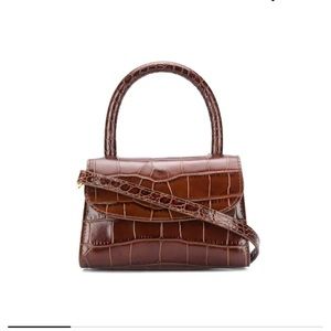 BY FAR
Mini Top Handle Bag Nutella Croc Embossed NEW